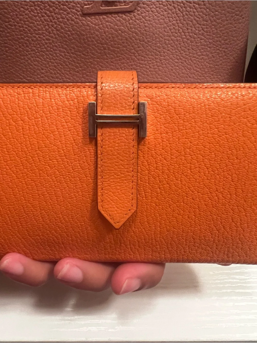 Hermès Bearn Soufflet Wallet Orange Epsom Leather